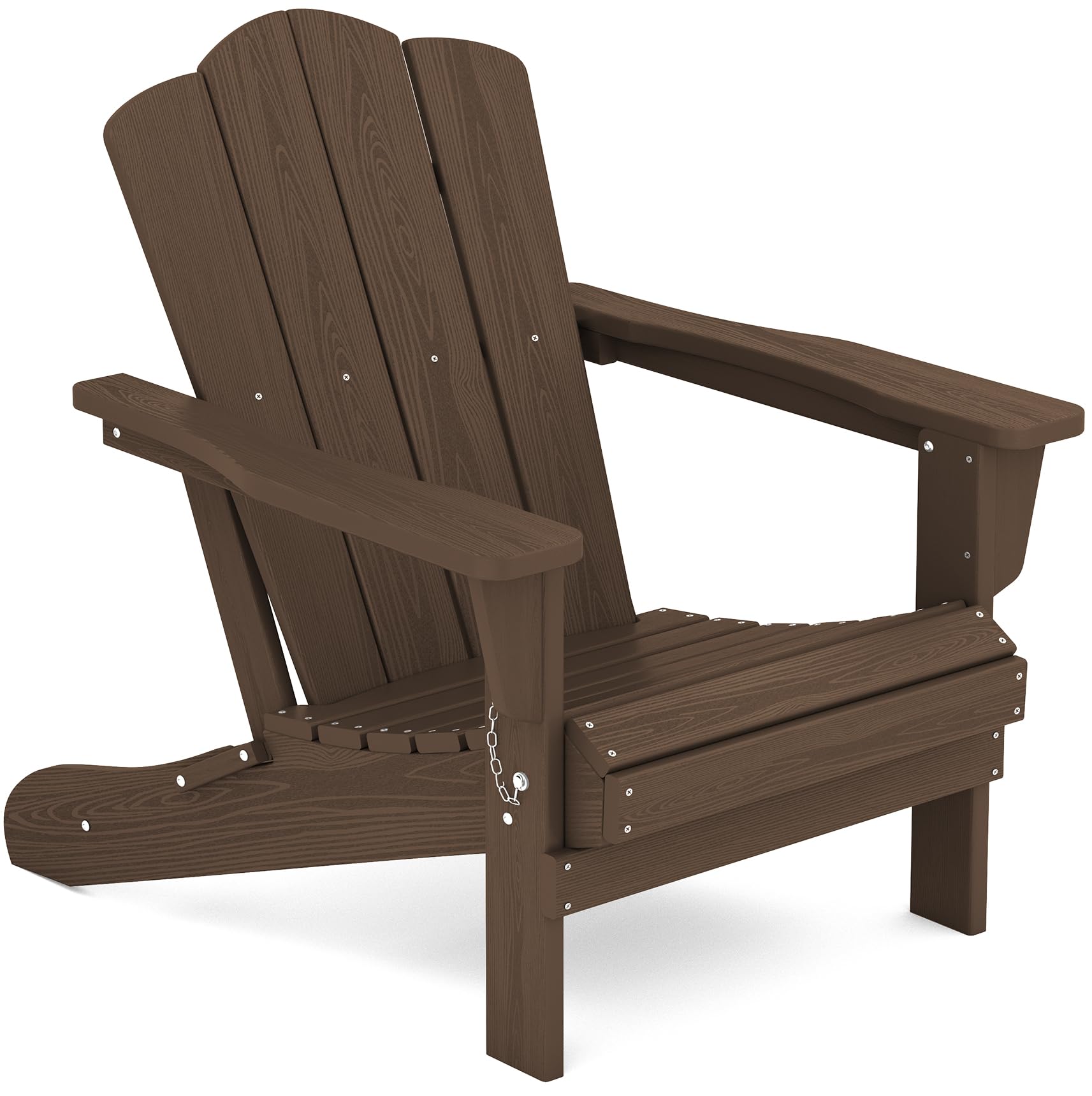 Kingyes Folding Adirondack Chair, Hdpe All-Weather Folding Adirondack Chair, Coffee